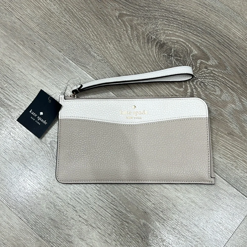 Kate Spade Lucy Colorblock Pebbled Leather Medium L-Zip Wristlet